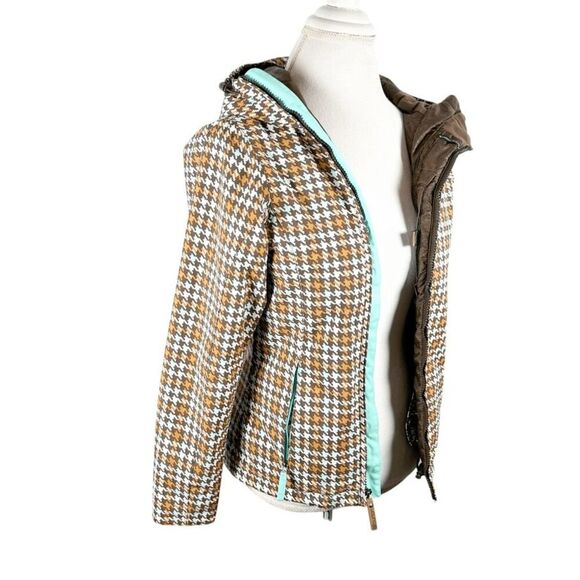 Burton Womens Size XS Brown Ski Snow Jacket Tan Houndstooth Hooded Insulated - Picture 9 of 13